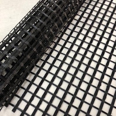Mesh Fiberglass Geogrid negro para la estabilización de la tierra del pavimento